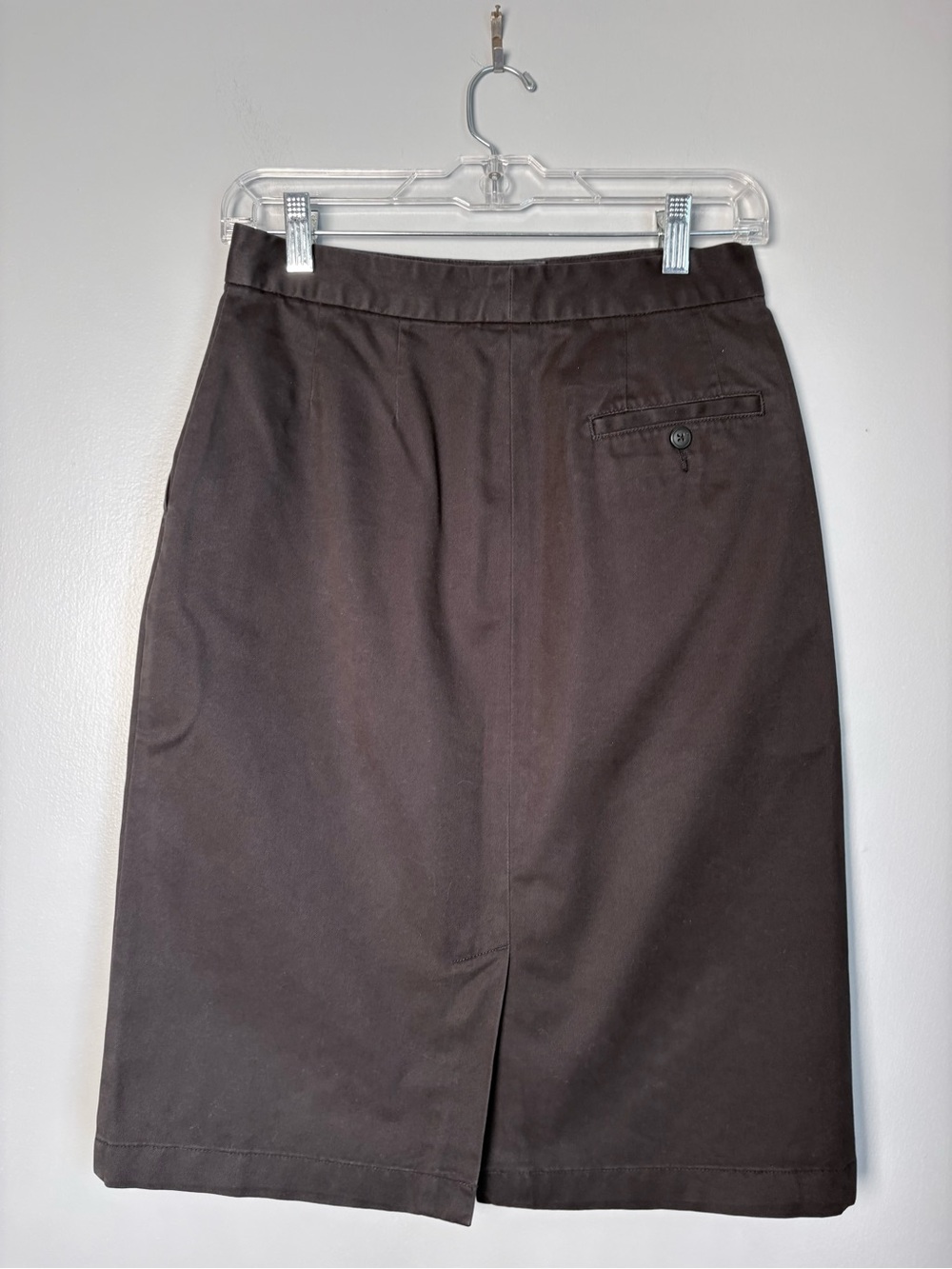 Vintage LL Bean Cotton Chino Pencil Skirt Size 6 Reg Back Vent Pocket